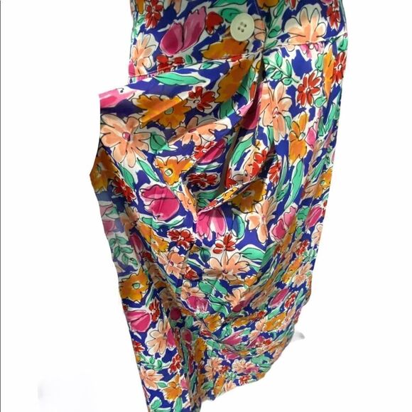 Neiman Marcus Vintage Floral Tropical Print Midi Dress Size 10 - Picture 8 of 16